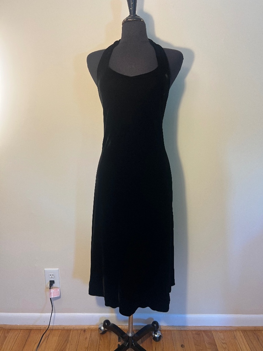 Banana Republic Black Velvet Halter Gown